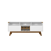 Manhattan Comfort 246BMC62 Camberly 62.99 TV Stand with 5 Shelves and Wine Storage in White and Cinnamon